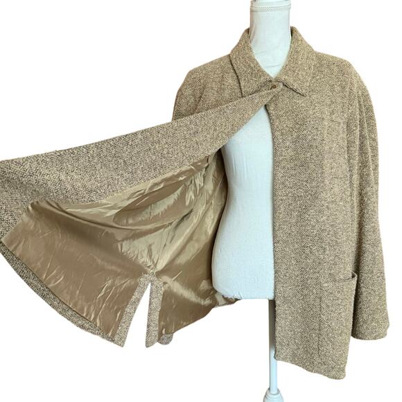 Louis Feraud Contraire wool silk angora tweed cape swing coat jacket plus sz 16 - Picture 8 of 16